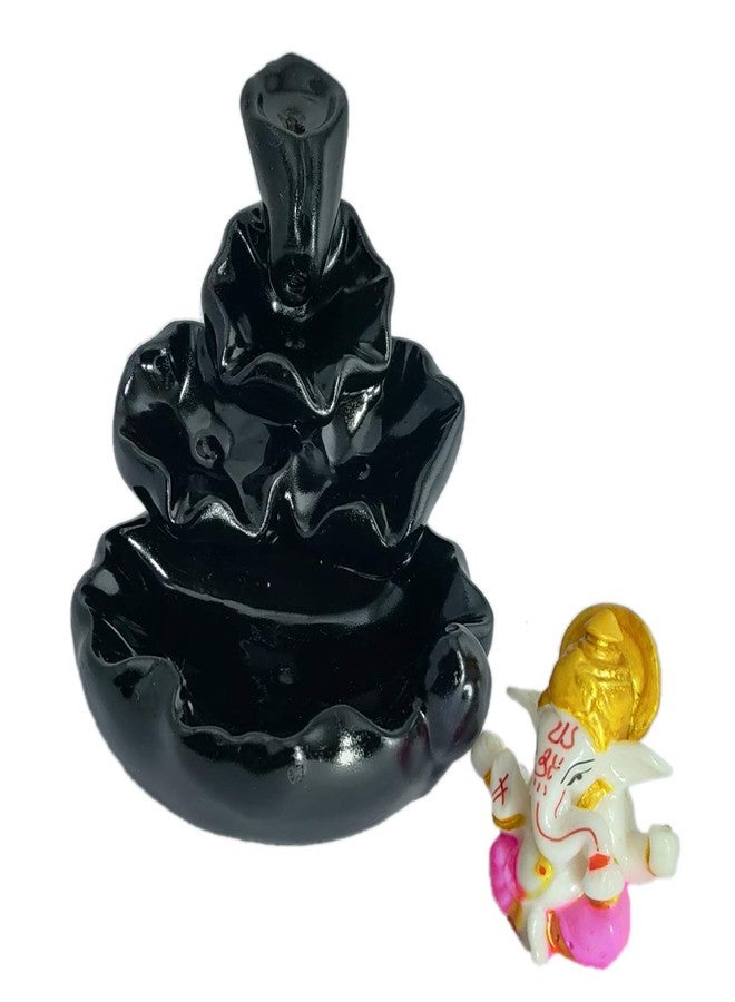 CRAFTAM Fountain Smoke Backflow Incense Holder and Ganesha Idol with10 Incense Cone Decorative Showpiece (Size: 10X10X10 cm) - Image 4